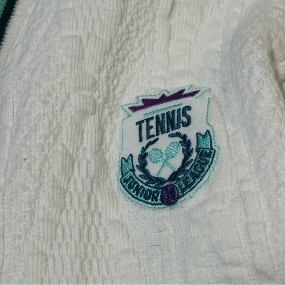 Vintage Varsity Tennis Cable Knit Toddler Cardigan button sweater - Picture 3 of 9